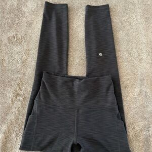 Lululemon Black/Gray Heathered Pattern Leggings with Pockets Size 4